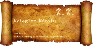 Kriegler Károly névjegykártya