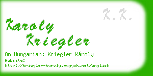 karoly kriegler business card